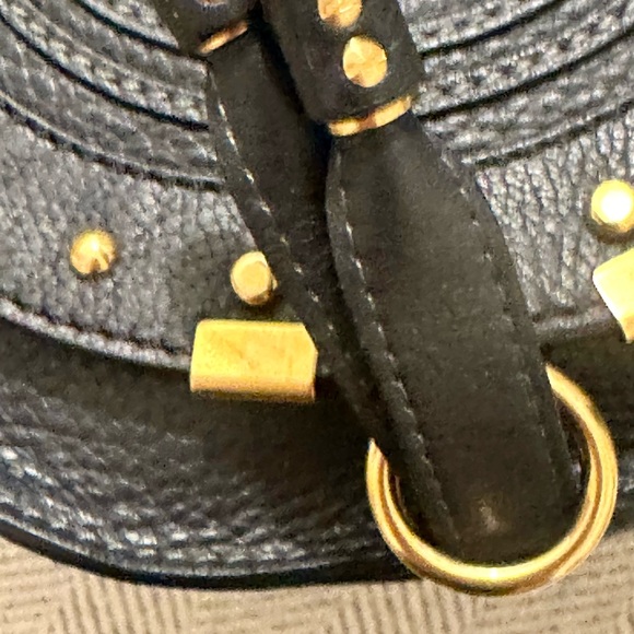 Rare! Chloe Black Leather Studded Small Marcie Saddle Crossbody - Picture 11 of 14